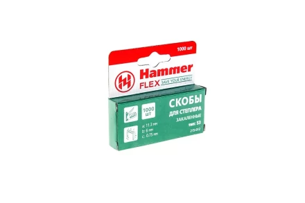 Скобы для степлера HAMMER 215-012 6мм, тип 53, 1000 шт. купить в Кургане