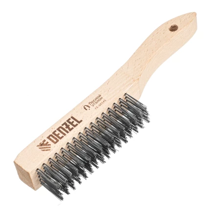Щетка зачистная 5-и рядная, прямая проволока из нержавеющей стали с деревянной ручкой, EFP// Denzel 74845 купить в Кургане