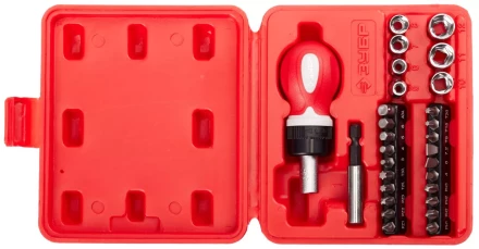 Набор ЗУБР &quot;МАСТЕР&quot; отвертка реверсивная в комплекте с насадками, в боксе, 29 предметов 25420-H29 купить в Кургане