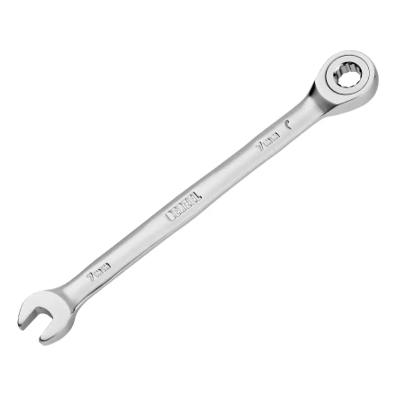 Ключ комбинированный трещоточный, 7 мм, CrV, матовый хром// Denzel 14701 купить в Кургане