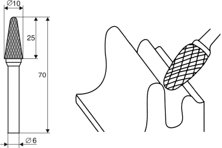 Борфреза Коническая закругленная L 6х10 Энкор 21718 купить в Кургане