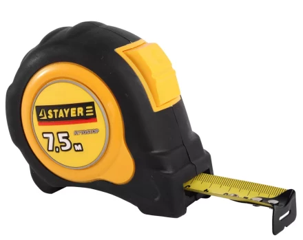 Рулетка STAYER "MASTER" "OMEGA" автостоп, обрезиненный корпус, 7,5мх25мм 548832 купить в Кургане
