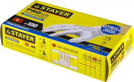 Перчатки STAYER &quot;PROFI&quot; нитриловые экстратонкие, L, 100шт 11203-L купить в Кургане