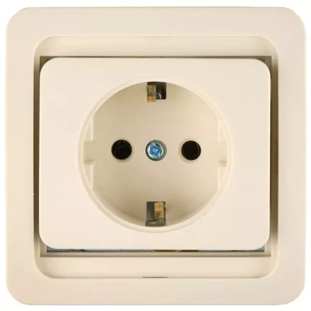 Розетка СВЕТОЗАР &quot;ГАММА&quot; одинарная, с заземлением, цвет бежевый, 16А/~250В SV-54105-B купить в Кургане