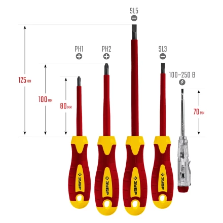 ЗУБР 5 предм, набор диэлектрических отверток, Профессионал (25265) купить в Кургане