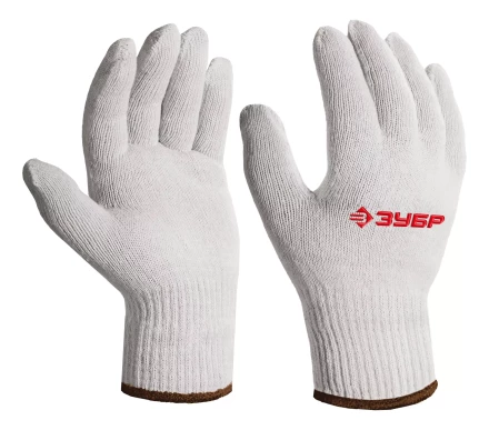 ЗУБР ОПТИМА, L-XL, х/б перчатки без покрытия, 10 класс (11445-XL) купить в Кургане