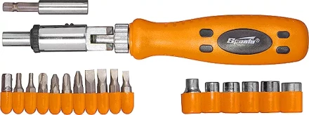 Отвертка реверсивная с шарниром + биты + головки, 19 шт  SPARTA 115545 купить в Кургане