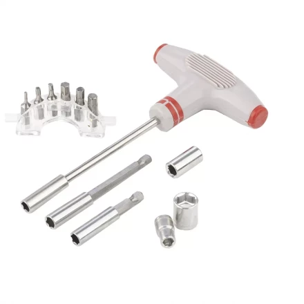 Отвертка с Т-образной эргономичной ручкой и набором насадок 36 штук CrV в пластиковом боксе MTX 115729 купить в Кургане