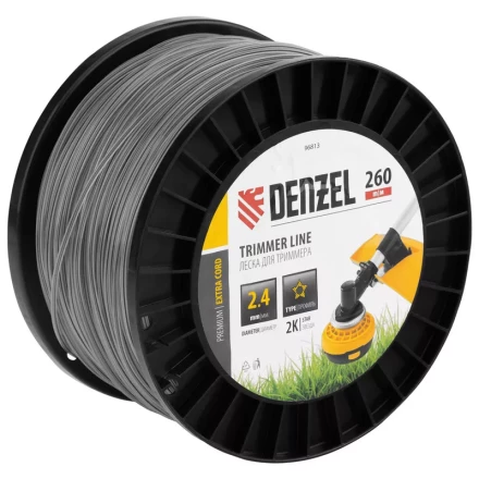 Леска для триммера двухкомпонентная звезда, 2,4мм х 260м, на DIN катушке EXTRA CORD// Denzel 96813 купить в Кургане