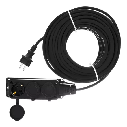 Удлинитель-шнур силовой Denzel Top Series , КГТТ, 20м, 3 розетки, 3 x 2,5 мм, 3 м 37423 купить в Кургане