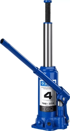 Домкрат гидравлический бутылочный T50, 4т, 192-374мм, в кейсе, ЗУБР Профессионал 43060-4-K 43060-4-K_z01 купить в Кургане