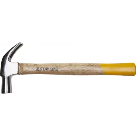 Молоток-гвоздодер STAYER "STANDARD" TopStrike кованый, с деревянной ручкой, 450г 20232_z01 купить в Кургане