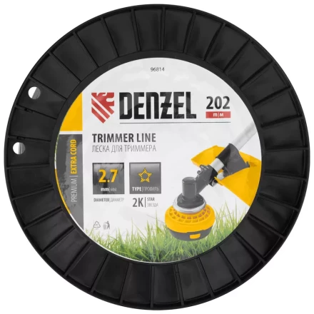 Леска для триммера двухкомпонентная звезда, 2,7мм х 202м, на DIN катушке EXTRA CORD// Denzel 96814 купить в Кургане