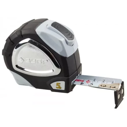 Рулетка ЗУБР &quot;ЭКСПЕРТ&quot; &quot;ПРЕМИУМ&quot;, двухкомпонентный корпус, автостоп, полотно с нейлоновым напылением, 5 м / 25 мм 34050-05-25_z01 купить в Кургане