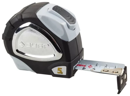 Рулетка ЗУБР &quot;ЭКСПЕРТ&quot; &quot;ПРЕМИУМ&quot;, двухкомпонентный корпус, автостоп, полотно с нейлоновым напылением, 5 м / 25 мм 34050-05-25_z01 купить в Кургане