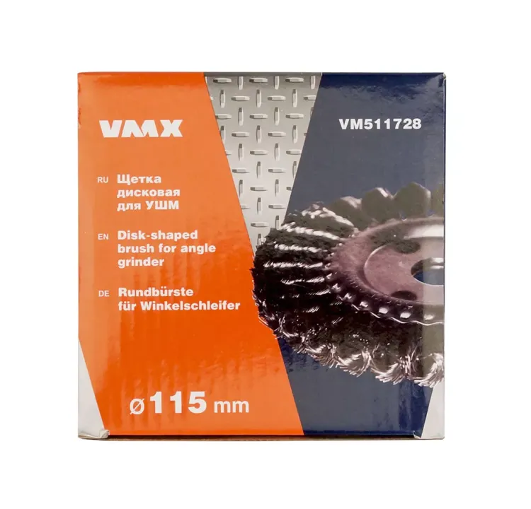 Щетка для УШМ ф22,2/115 мм дисковая сталь витая VMX 511728 купить в Кургане