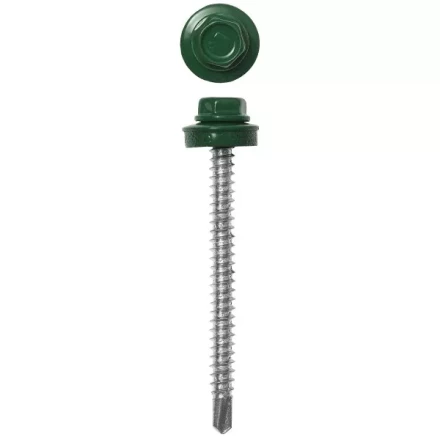 Саморезы ЗУБР &quot;ПРОФЕССИОНАЛ&quot; окраш., RAL 6002 зелен. лист, для крепл. кров. матер. к дерев. обреш., 4.8x70мм, 800шт 4-300310-48-070-6002 купить в Кургане