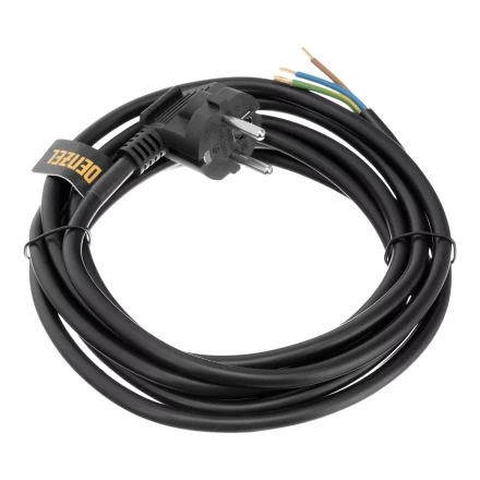 Шнур сетевой Energy Series Denzel, ПВС, 3 м, 3 x 1,5 мм, с неразборной вилкой, черный, 3 м, 37675 купить в Кургане