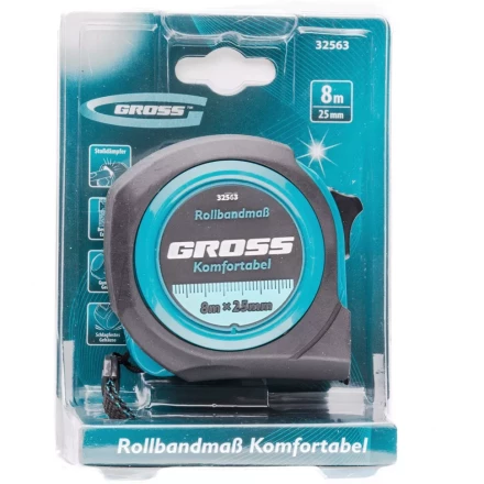 Рулетка Komfortabel 8 м х 25 мм обрезиненный корпус Gross 32563 купить в Кургане
