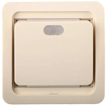 Выключатель СВЕТОЗАР &quot;ГАММА&quot; одноклавишный, с подсветкой, цвет бежевый, 10А/~250В SV-54131-B купить в Кургане