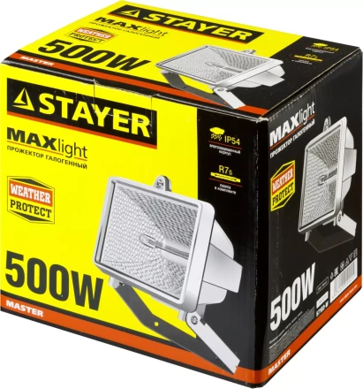 Прожектор STAYER "MASTER" MAXLight галогенный, с дугой крепления под установку, белый, 500Вт 57103-W купить в Кургане