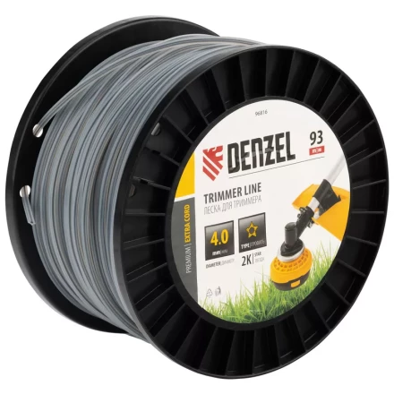 Леска для триммера двухкомпонентная звезда, 4,0мм х 93м, на DIN катушке EXTRA CORD// Denzel 96816 купить в Кургане