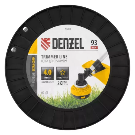Леска для триммера двухкомпонентная звезда, 4,0мм х 93м, на DIN катушке EXTRA CORD// Denzel 96816 купить в Кургане
