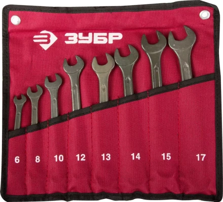 Набор ЗУБР Ключи комбинированные, серия &quot;Т-80&quot;, хромованадиевая сталь, зелёный цинк, 6-17мм, 8шт 27025-H8 купить в Кургане