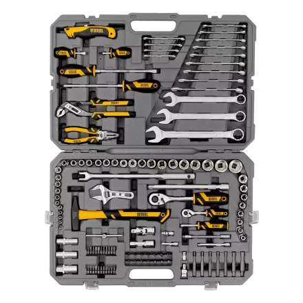 Набор инструментов Denzel 15804, 1/2&quot;, 1/4&quot;, CrV, S2, пластиковый кейс, 122 предмета купить в Кургане