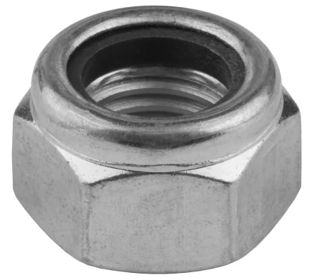 Гайка шестигранная, DIN 985, самостопорящаяся, с нейлоновым кольцом, кл. пр. 8, оцинкованная, M6, 1000 шт, KRAFTOOL 303584-06 303584-06 купить в Кургане