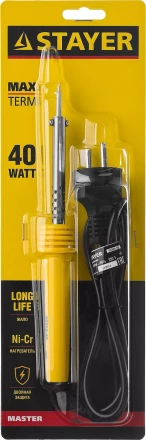 Паяльник STAYER &quot;MASTER&quot; с пластмассовой рукояткой и долговечным жалом, 40 Вт, конус 55305-40 купить в Кургане