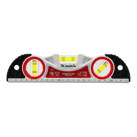 Уровень алюминиевый литой, фрезерованный, 3 глазка, две ударные площадки, 235 мм// Matrix 34910 купить в Кургане