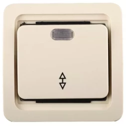 Выключатель СВЕТОЗАР "ГАММА" проходной одноклавишный, с подсветкой, цвет бежевый, 10А/~250В SV-54138-B