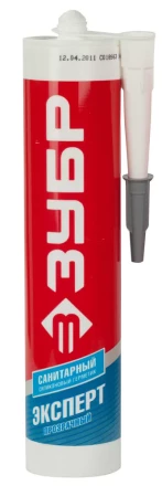 Герметик силиконовый ЗУБР &quot;ЭКСПЕРТ&quot; прозрачный, санитарный, для помещений с повышенной влажностью, 280мл 41235-2 купить в Кургане