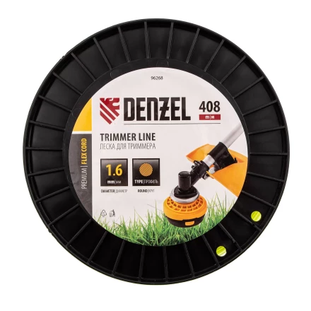 Леска для триммера круглая, 1,6мм х 408м, на DIN катушке FLEX CORD, Denzel 96268 купить в Кургане