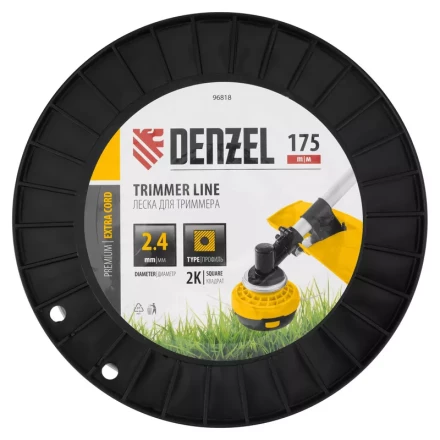 Леска для триммера двухкомпонентная квадрат, 2,4мм х 175м, на DIN катушке EXTRA CORD// Denzel 96818 купить в Кургане