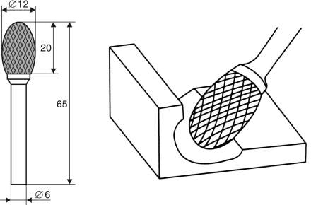 Борфреза Овальная E 6х12 Энкор 21707 купить в Кургане