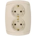 Розетка СВЕТОЗАР &quot;CITY LIGHT&quot; двойная в сборе, с заземлением, цвет бежевый, 16А/~250В SV-54207-B купить в Кургане