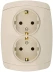Розетка СВЕТОЗАР &quot;CITY LIGHT&quot; двойная в сборе, с заземлением, цвет бежевый, 16А/~250В SV-54207-B купить в Кургане