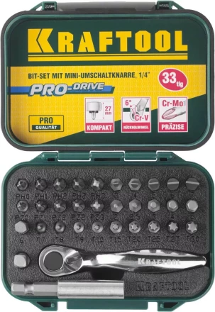 PRO. Наборы в боксе: БИТЫ KRAFTOOL PRO-Drive 26157-H33 купить в Кургане