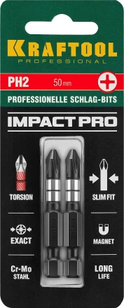 Биты для ударных шуруповертов KRAFTOOL Impact Pro PH 26191-2-50-S2 купить в Кургане