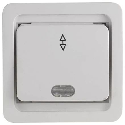 Выключатель СВЕТОЗАР &quot;ГАММА&quot; проходной одноклавишный, с подсветкой, цвет белый, 10А/~250В SV-54138-W купить в Кургане