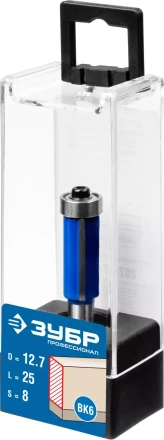 ЗУБР 12.7 x 25 мм, хвостовик 8 мм, фреза кромочная с нижним подшипником, Профессионал (28727-12.7-25) купить в Кургане