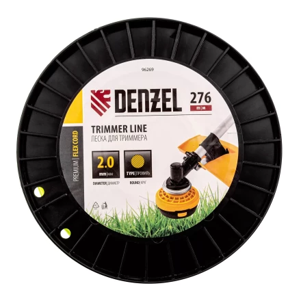 Леска для триммера круглая, 2,0мм х 276м, на DIN катушке FLEX CORD,  Denzel 96269 купить в Кургане