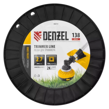 Леска для триммера двухкомпонентная квадрат, 2,7мм х 138м, на DIN катушке EXTRA CORD// Denzel 96819 купить в Кургане