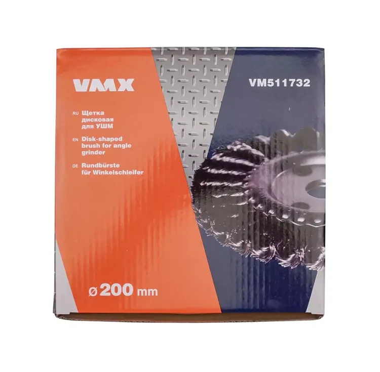 Щетка для УШМ ф22,2/200 мм дисковая сталь витая VMX 511732 купить в Кургане