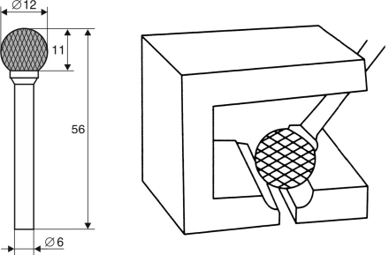 Борфреза Сферическая D 6х12 Энкор 21706 купить в Кургане