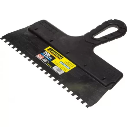 Шпатель STAYER &quot;PROFESSIONAL&quot; нержавеющий зубчатый с пластмассовой ручкой, 250мм, зуб 6х6мм 1009-25-06 купить в Кургане