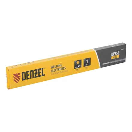 Электроды Denzel DER-3, диам. 2,5 мм, 1 кг., рутиловое покрытие, 97501 купить в Кургане