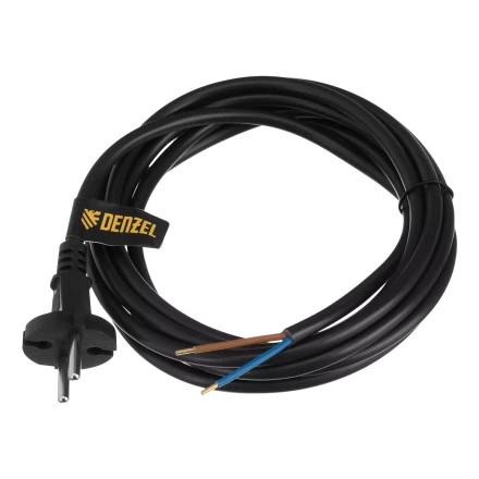 Шнур сетевой Denzel Energy Series, ПВС, 3 м, 2 x 1,5 мм, с неразборной вилкой, черный, 3 м, 37673 купить в Кургане